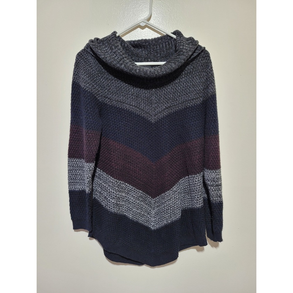 Fortune + Ivy Cowl Neck Sweater Womens Large Multi Color Chevron Knit